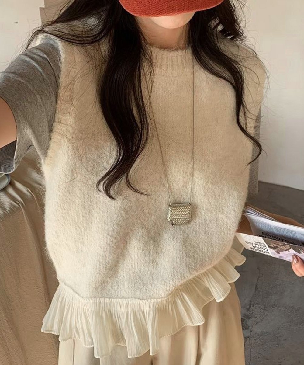 【SALE／40%OFF】miniministore ニットベスト レディースチョッキ 重ね着 ミニミニストア トップス ベ..