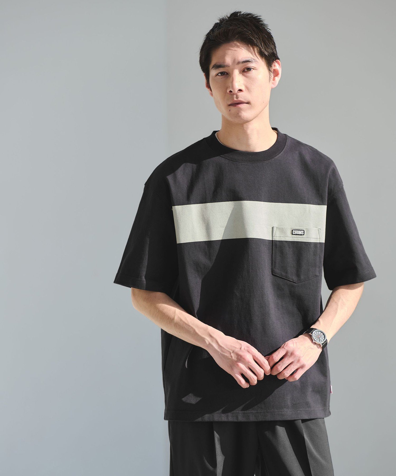 【別注】＜CHUMS＞GLR ライン ポケット 半袖 Tシャツ ユナイテッドアローズ グリーンレーベルリラクシング トップス カットソー・Tシャツ ホワイト ブラック
