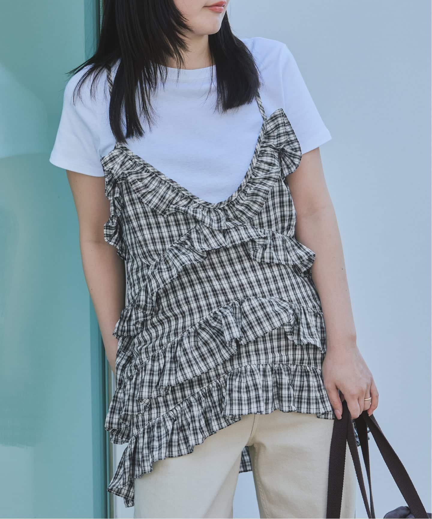 SLOBE IENA OURSaaLTY Ann check frill bustier
