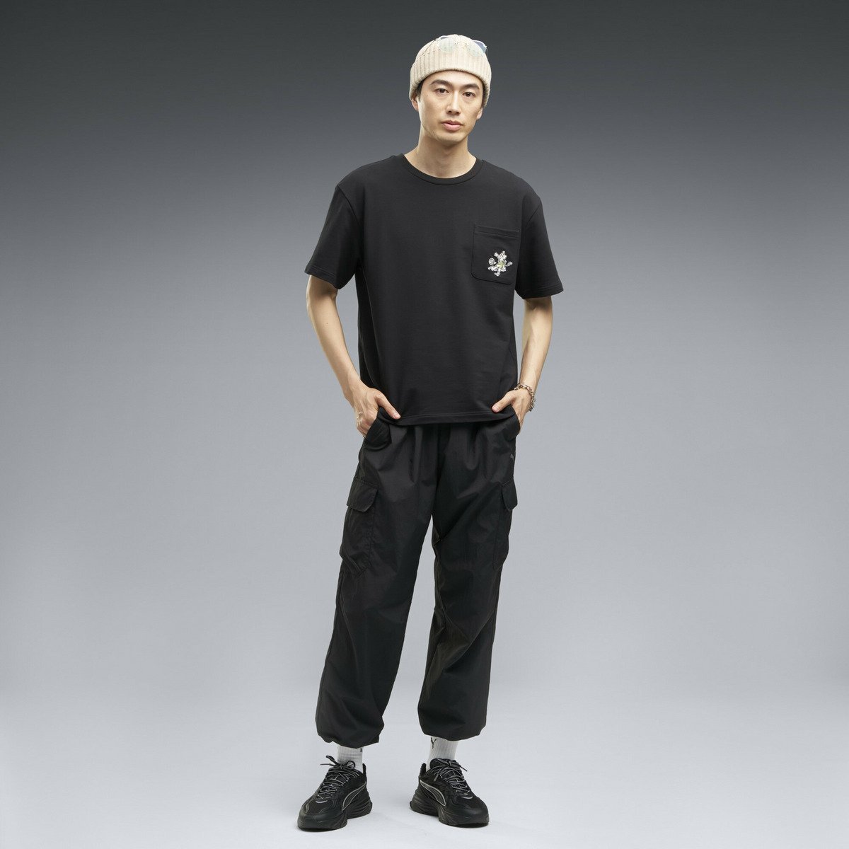 メンズ ESS エレベーテッド MX ベビーテリー ポケット 半袖 Tシャツ ESS ELEVATED SS POCKET TEE プーマ トップス カットソー・Tシャツ ブラック