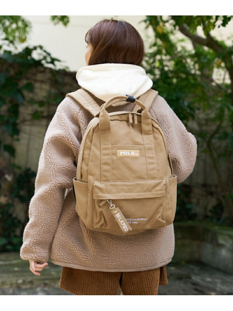 MILKFED. MILKFED. EMBROIDERED BAR CANVAS BACKPACK ミルクフェド バッグ リュック/バックパック ベージュ ブラック ピンク レッド【送料無料】