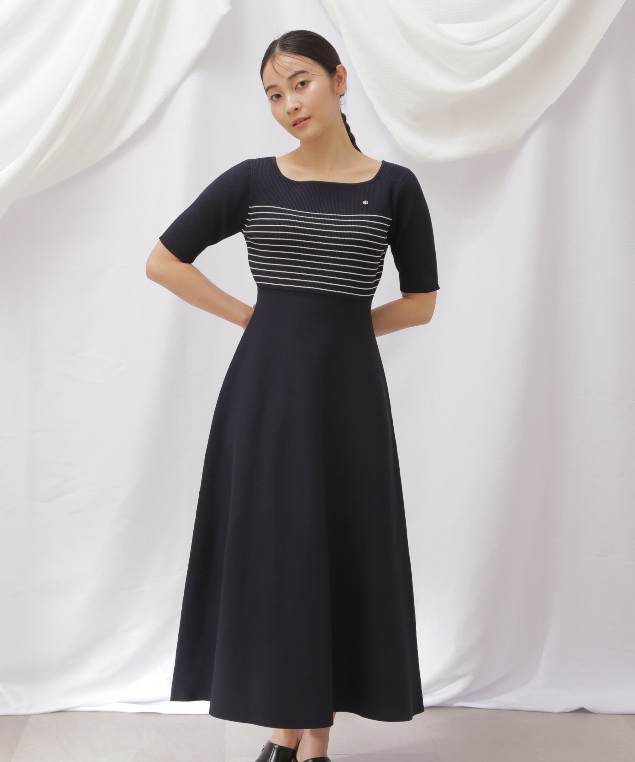 JILL by JILL STUART ◇総針フレアニットワンピース ジル バイ ジル スチュアート ワンピース・ドレス ワンピース ネイビー ベージュ【送料無料】のサムネイル