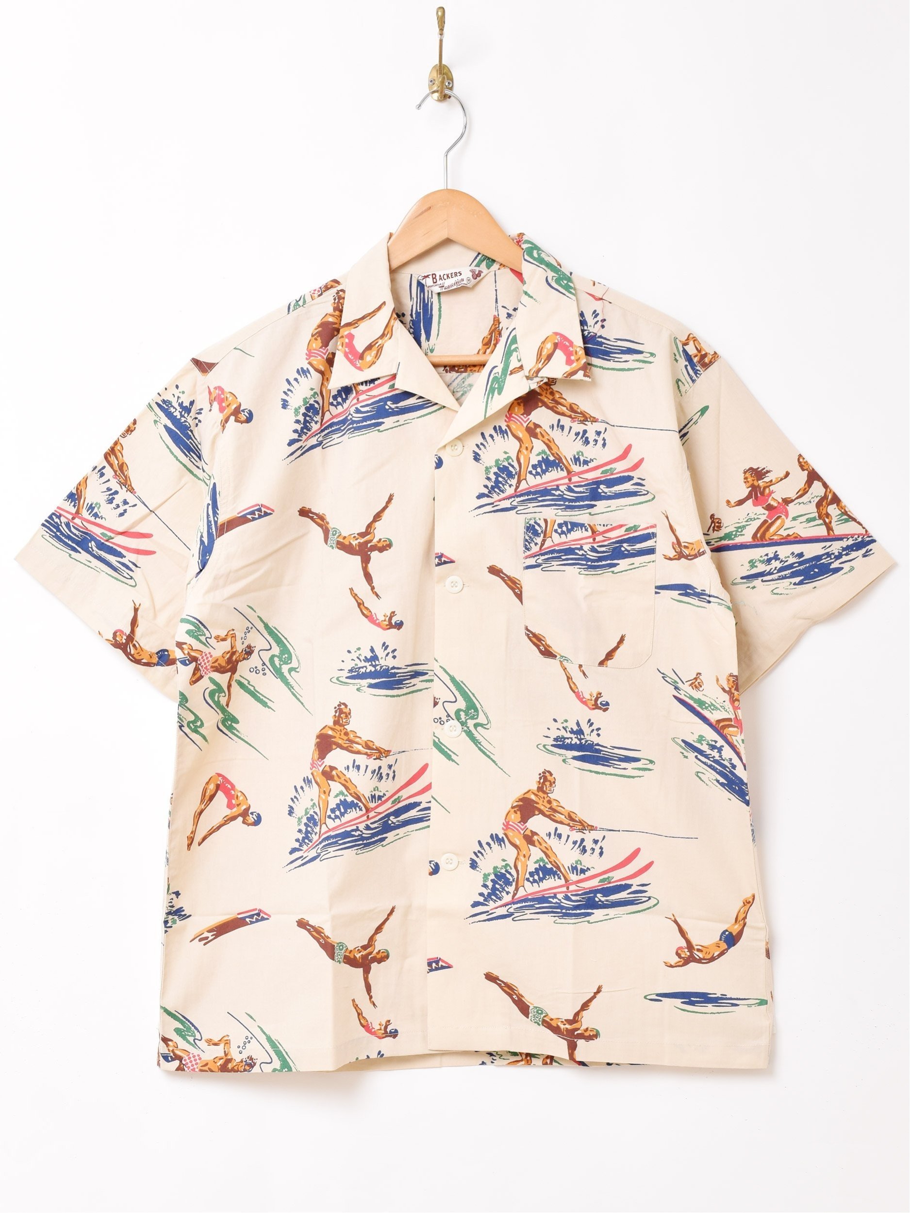 Backers 総柄 スイミングモチーフ ハワイアンシャツ グレープフルーツムーン トップス シャツ・ブラウス ベージュ ホワイト【送料無料】のサムネイル