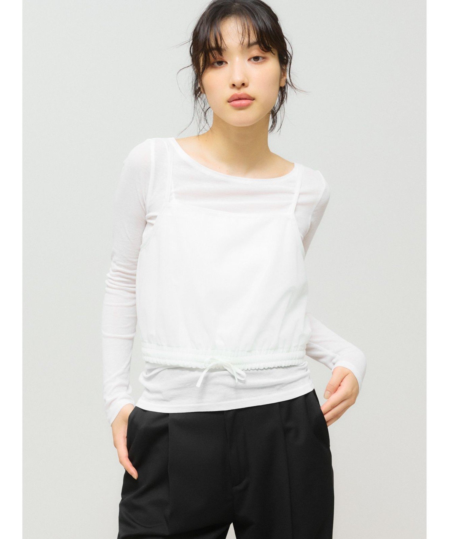 MIDIUMISOLID MIDIUMISOLID for Ladies キャミソールトップスアンサンブル マーコート トップス カットソー・Tシャツ ホワイト...