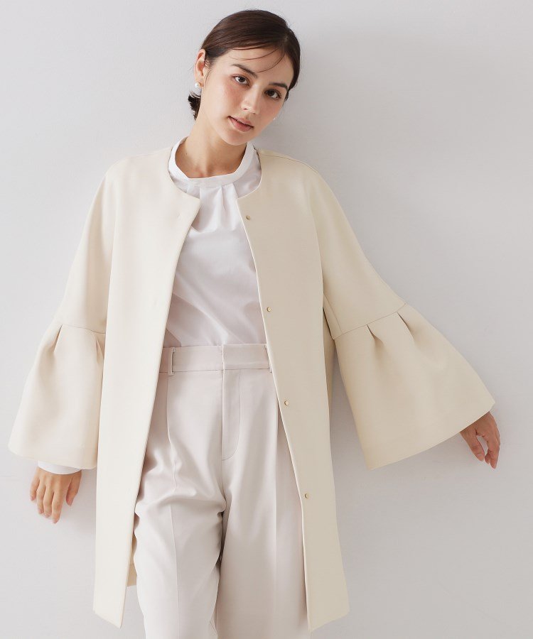 OPAQUE.CLIP フレアスリーブミドルコート【洗濯機OK】 オペークドットクリップ ジャケット・アウター ..