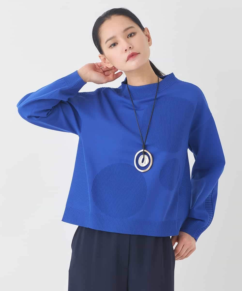 HIROKO BIS ドットジャガードニットプルオーバー /洗える ヒロコ ビス トップス ニット ホワイト グリーン ブルー