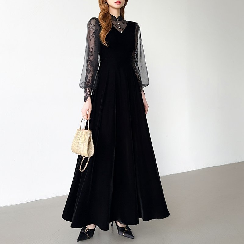 【SALE／24%OFF】COCOMOMO 大人可愛いを上品に.ベロアパーティードレス ベロアワンピース 結婚式 ドレス ココモモ ワンピース・ドレス ドレス ブラック【送料無料】