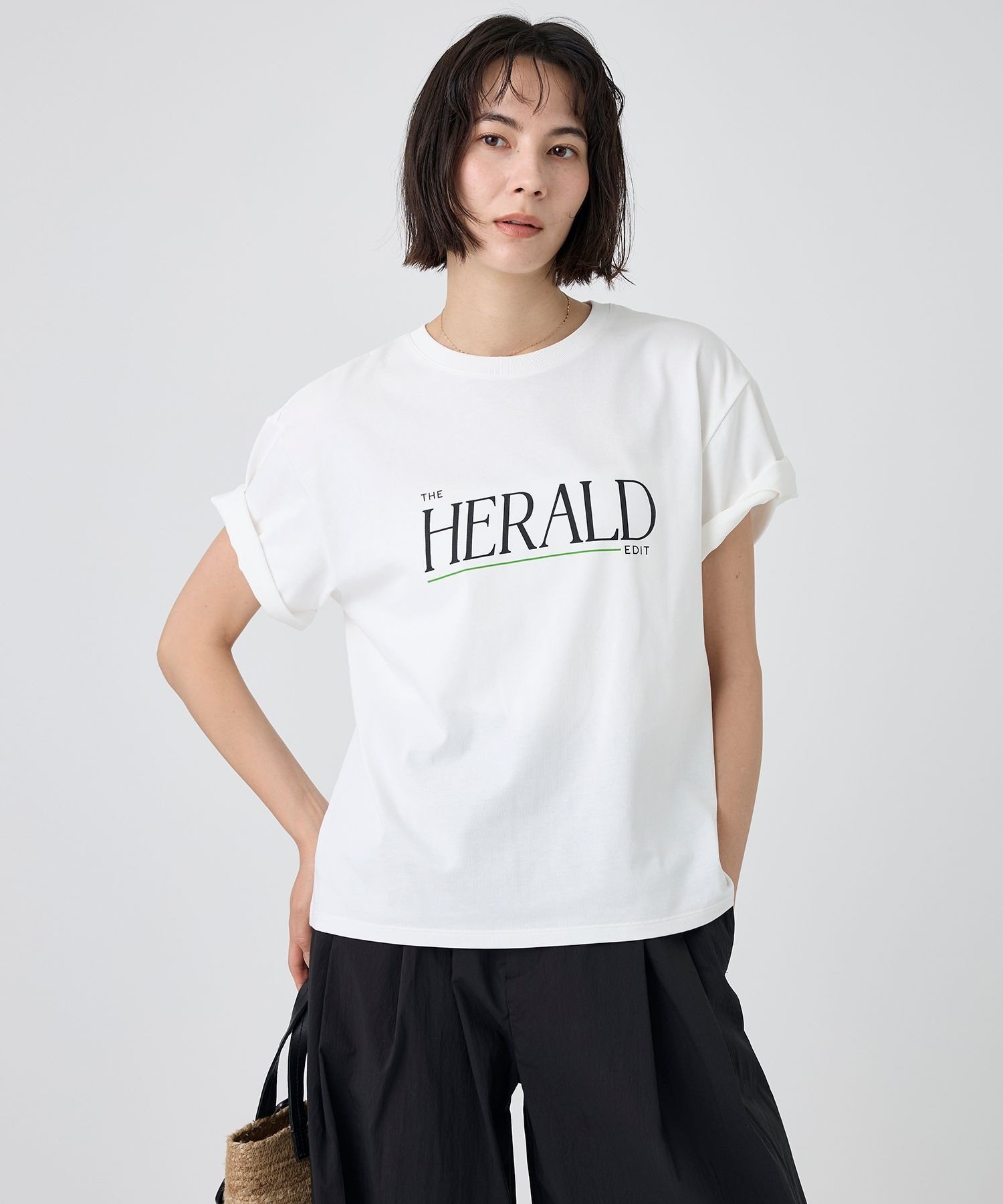 HERALDロゴTEE バビロン トップス カットソー・Tシャツ ブラウン ホワイト