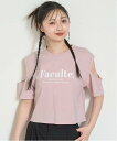 【SALE/50%OFF】Lovetoxic オーガビッツ肩アキTシャツ ナルミヤオンライン トップス カットソー・Tシャツ ピンク ホワイト