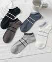 aimoha - select - 【MOSOX】ダブルラインレーヨン混アンクルソックス 5足セット アイモハ 靴下・レッグウェア 靴下