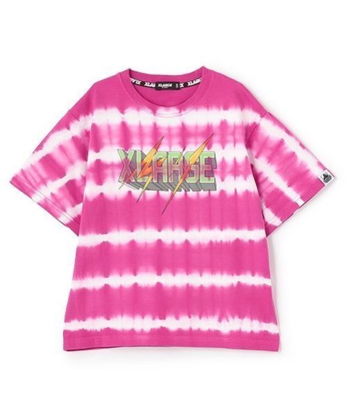 【SALE／50%OFF】XLARGE KIDS ボーダータイダイ半袖Tシャツ ナルミヤオンライン トップス カットソー・Tシャツ ピンク グリーン 3