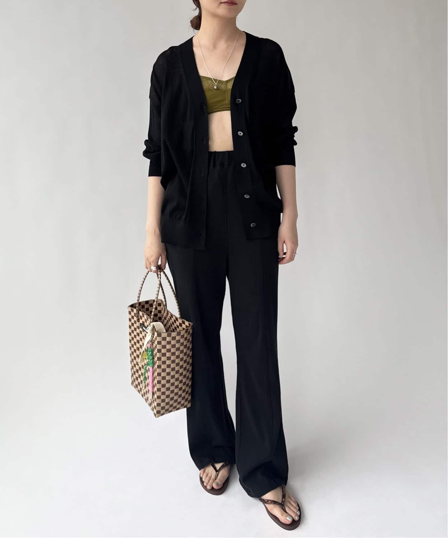 EDIT.FOR LULU 【PAN/パン】EYELET MESH FLARE PANTS エディット フォー ルル パンツ スラックス・ドレスパンツ ホワイト ブラック【送料無料】