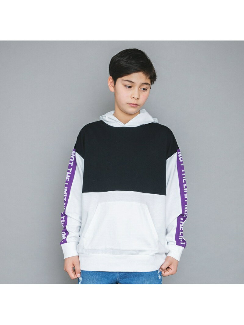 【SALE／53%OFF】branshes 【WEB限定ジュニア】配色切り替えパーカー ブランシェス トップス パーカー・フーディー ホワイト パープルのサムネイル