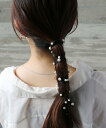 【SALE/10%OFF】colleca la サテン*パール ワイヤーリボンポニー コレカラ ヘアアクセサリー その他のヘアアクセサリー ベージュ ブラック