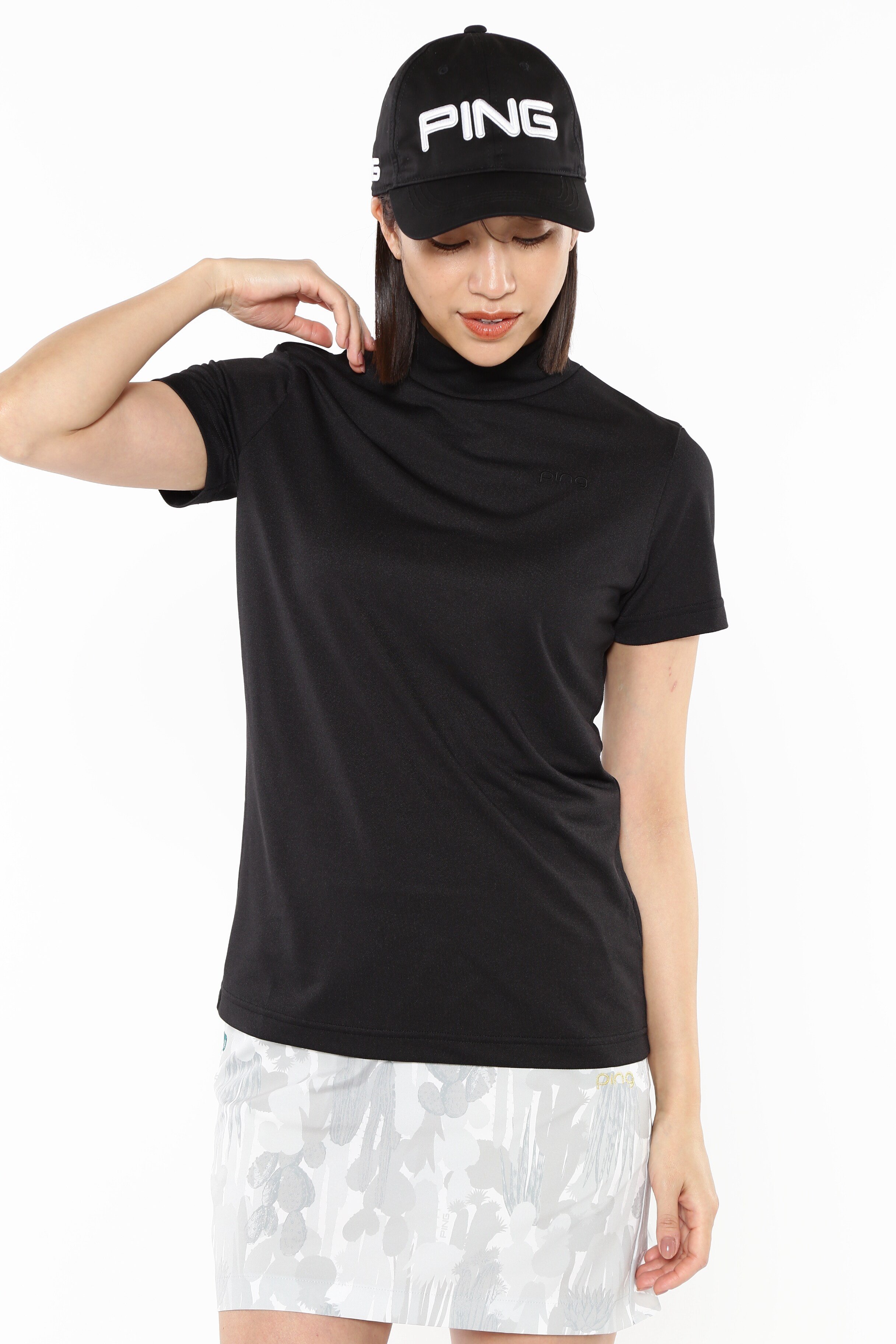 PING APPAREL 10色展開リサイクルポリエステル半袖ハイネックカットソー ＜GOLD＞ (LADIES) ピン アパレル トップス その他のトップス カーキグリーン レッド ブルー ベージュ イエロー ブラック ホワイト ピンク ネイビー【送料無料】