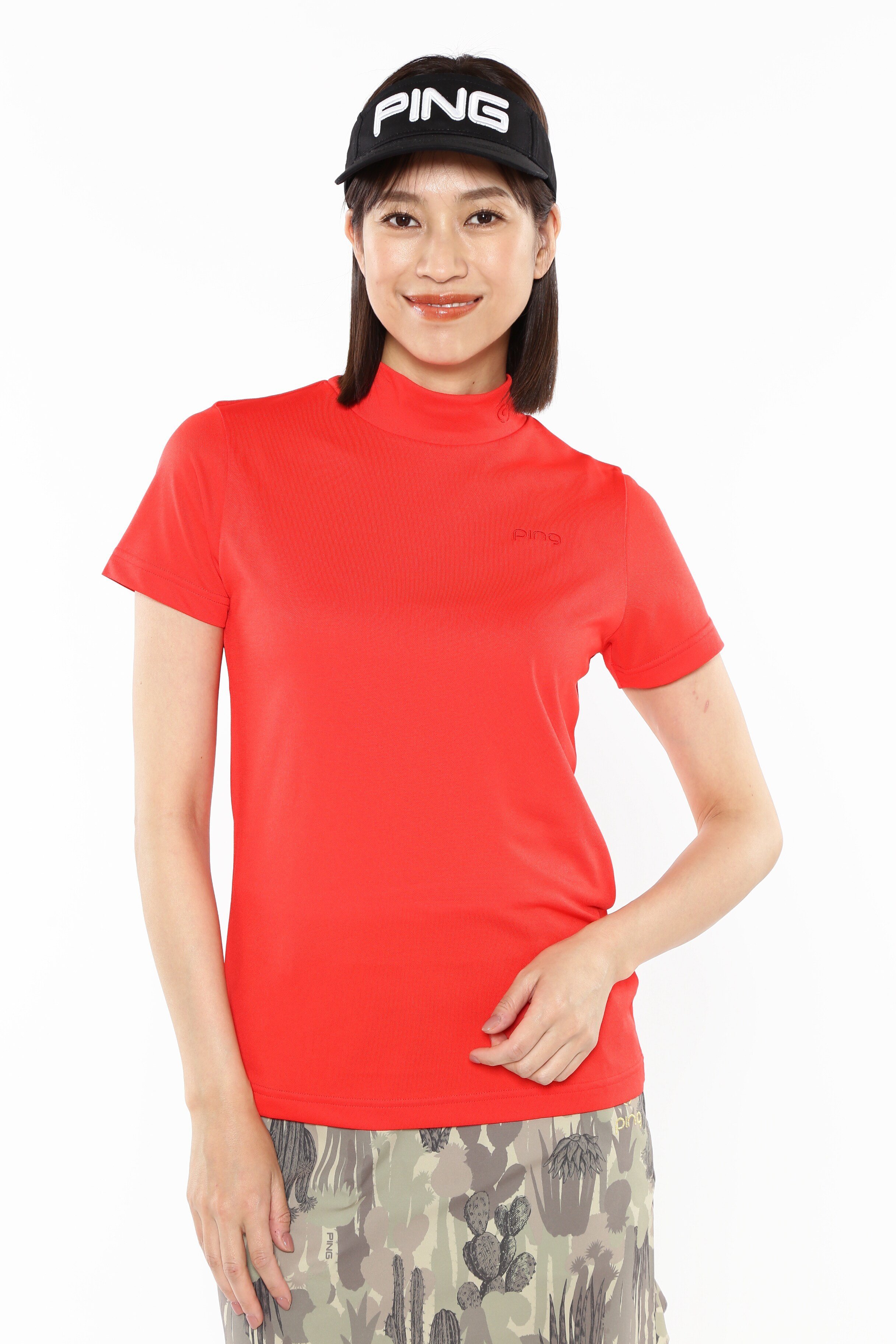 PING APPAREL 10色展開リサイクルポリエステル半袖ハイネックカットソー ＜GOLD＞ (LADIES) ピン アパレル トップス その他のトップス カーキグリーン レッド ブルー ベージュ イエロー ブラック ホワイト ピンク ネイビー【送料無料】