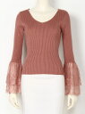 【SALE/50%OFF】LIP SERVICE レーススリーブニットTOPS リップサービス ニット 長袖ニット ピンク ブラック ベージュ ホワイト
