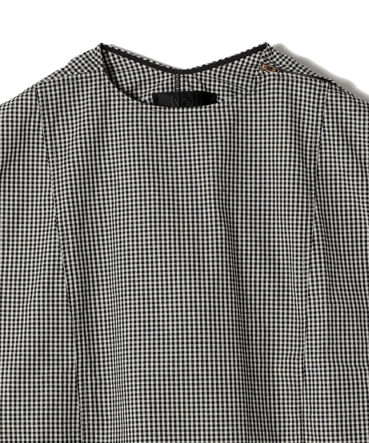 WOMEN 【SHIPS別注】Nell:＜手洗い可能＞麻混 ギンガム コクーン ブラウス シップス トップス シャツ・ブラウス ブラック