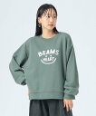 BEAMS HEART WOMEN スマイル刺繍 クルースウェット ビームス ハート トップス スウェット・トレーナー グレー ベージュ グリーン ホワイト【送料無料】