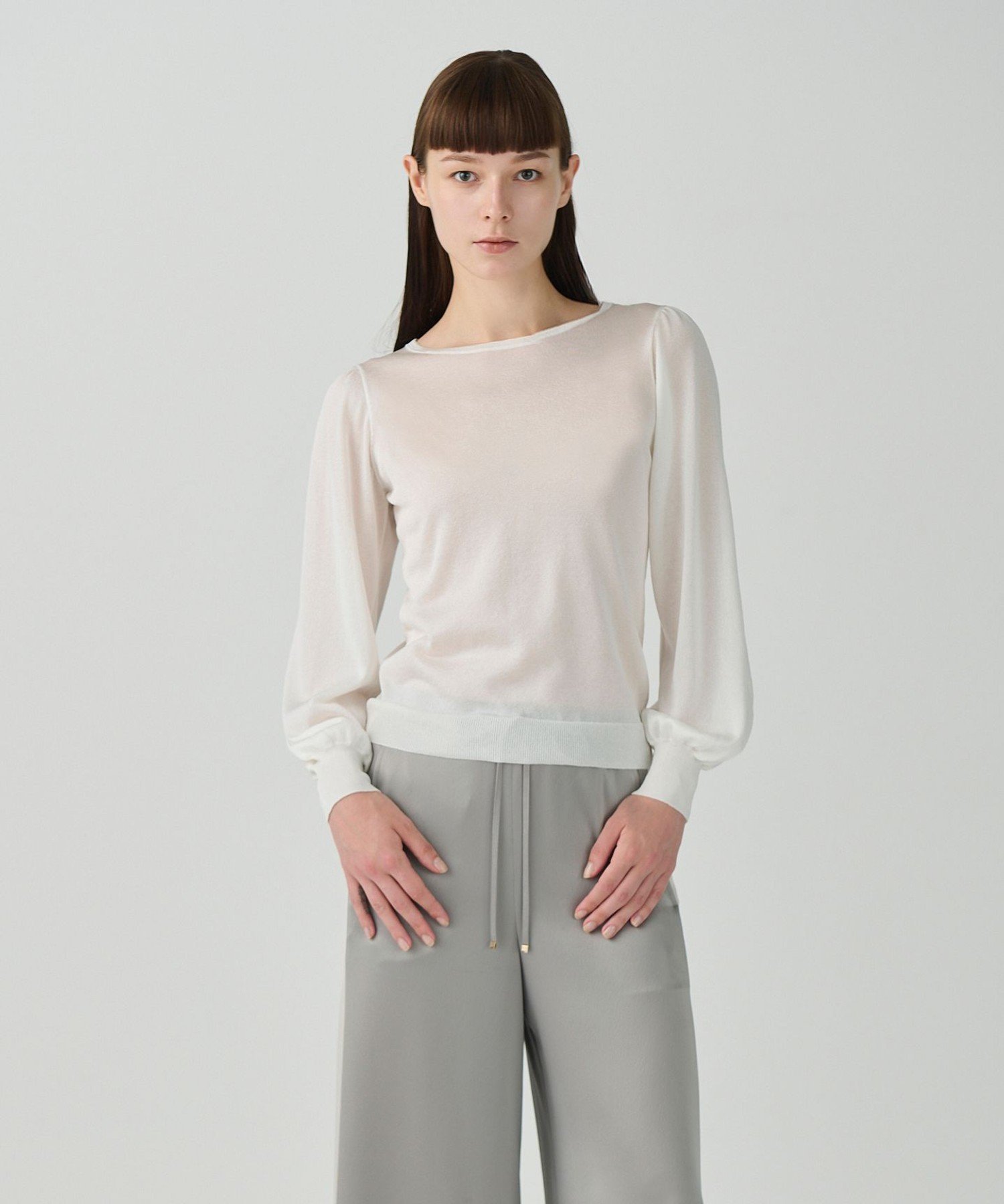 GRACE CONTINENTAL シアーラメニットトップ グレースコンチネンタル トップス ニット ホワイト ブラッ..