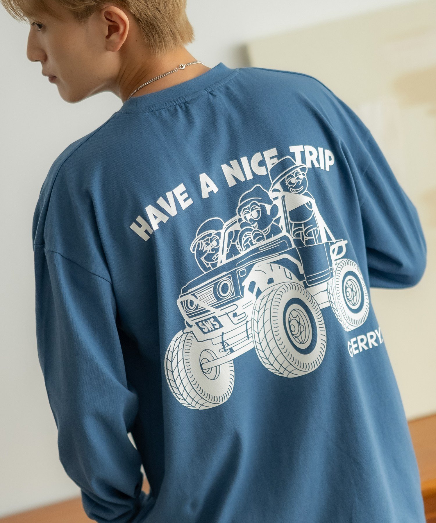 GERRY GERRY *SIDEWAY STANCE 別注コラボ プリント 長袖Tシャツbr インプローブス トップス カットソー・Tシャツ ブラック カーキグリーン ホワイト ブルー パープル