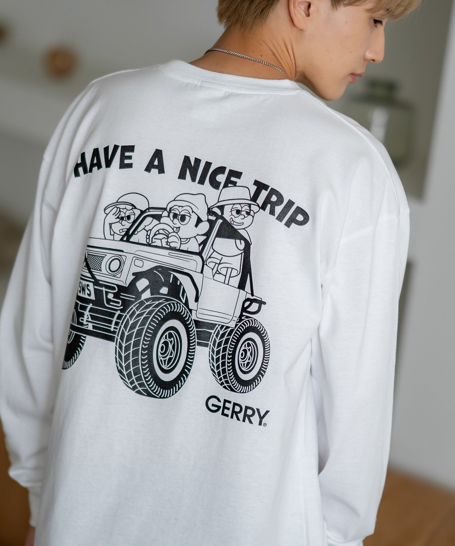 GERRY GERRY *SIDEWAY STANCE 別注コラボ プリント 長袖Tシャツbr インプローブス トップス カットソー・Tシャツ ブラック カーキグリーン ホワイト ブルー パープル