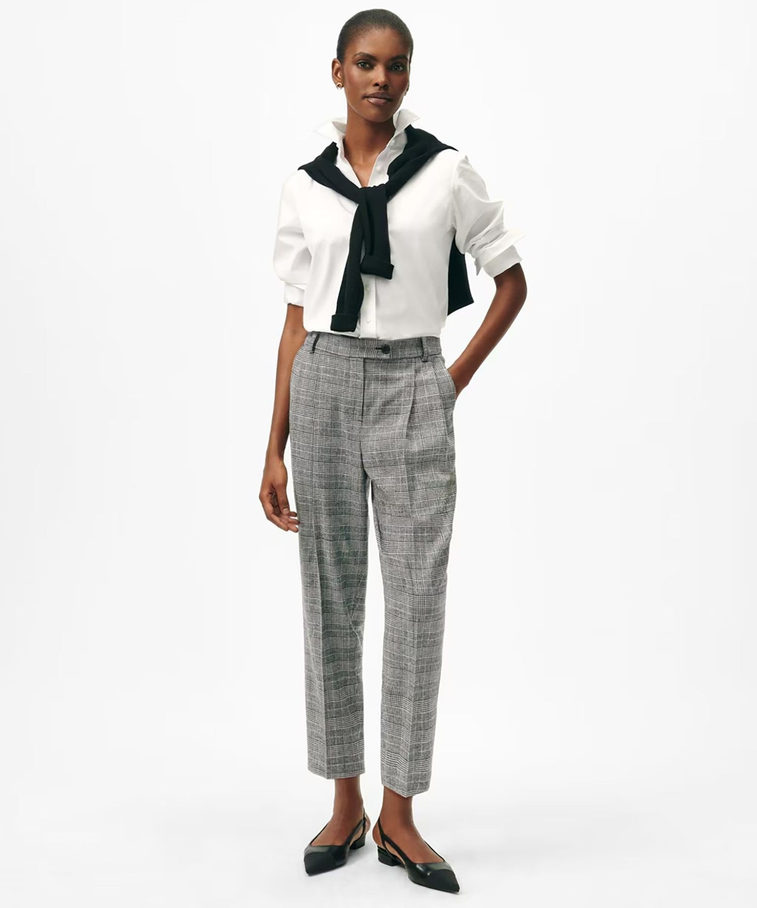 【SALE／45%OFF】BROOKS BROTHERS ポリエステルブレンド グレンチェック クロップド スラックス ブルックス ブラザーズ パンツ スラックス・ドレスパンツ グレー【送料無料】