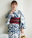utatane utatane*注染工房 浴衣3点セット 青藍にきなりの葵唐草 ウタタネ 着物・浴衣・和装小物 浴衣【送料無料】