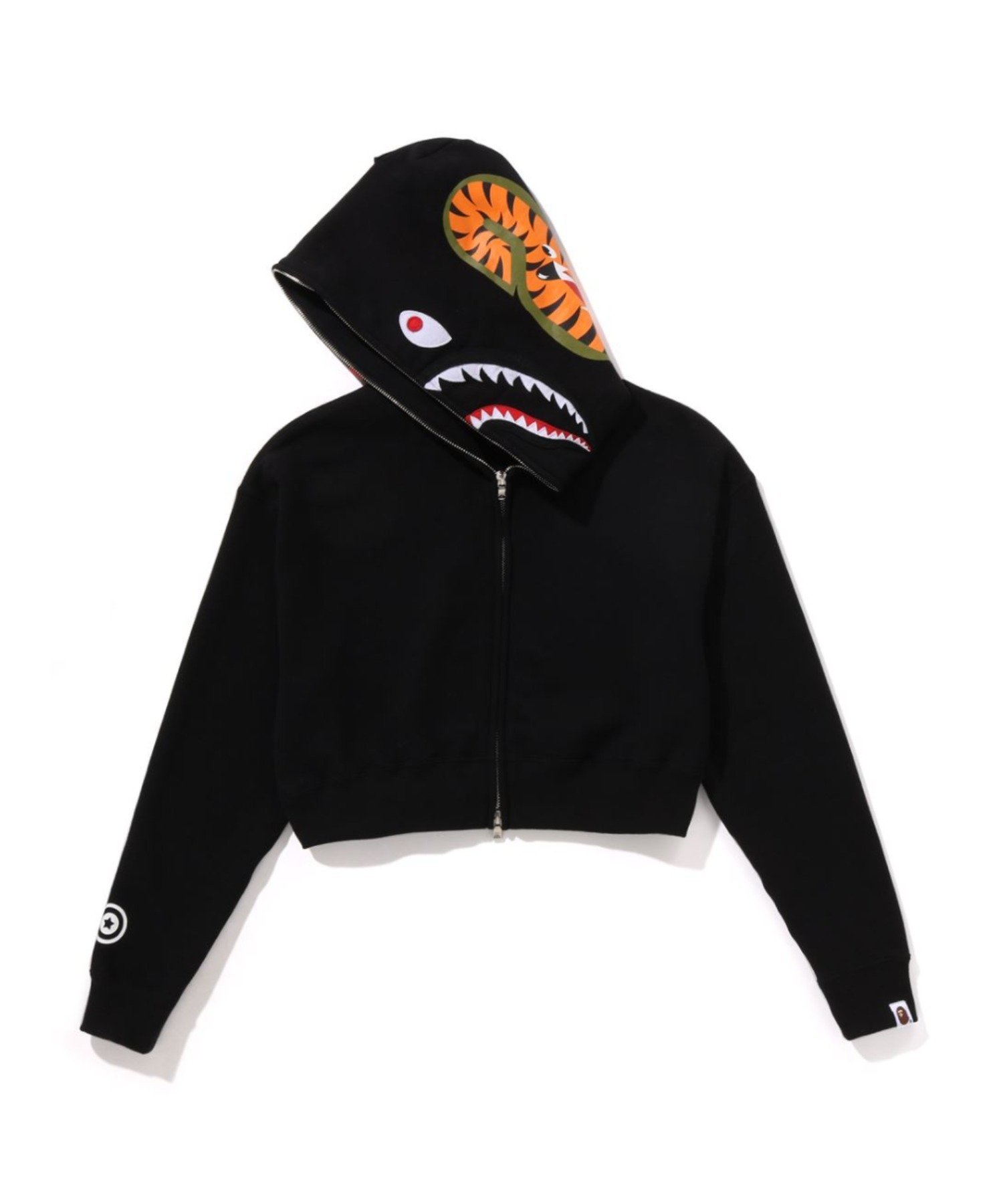 A BATHING APE SHARK CROPPED FULL ZIP HOODIE ア ベイシング エイプ トップス パーカー・フーディー ブラック ホワイト【送料無料】