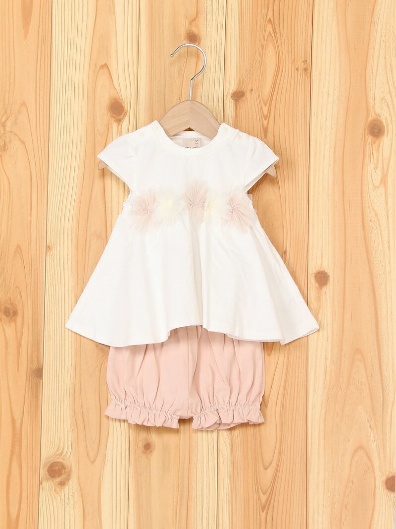 【SALE／20%OFF】petit main 花モチーフセットアップ ナルミヤオンライン ワンピース・ドレス その他のワンピース・ドレス ホワイト イエロー パープルのサムネイル