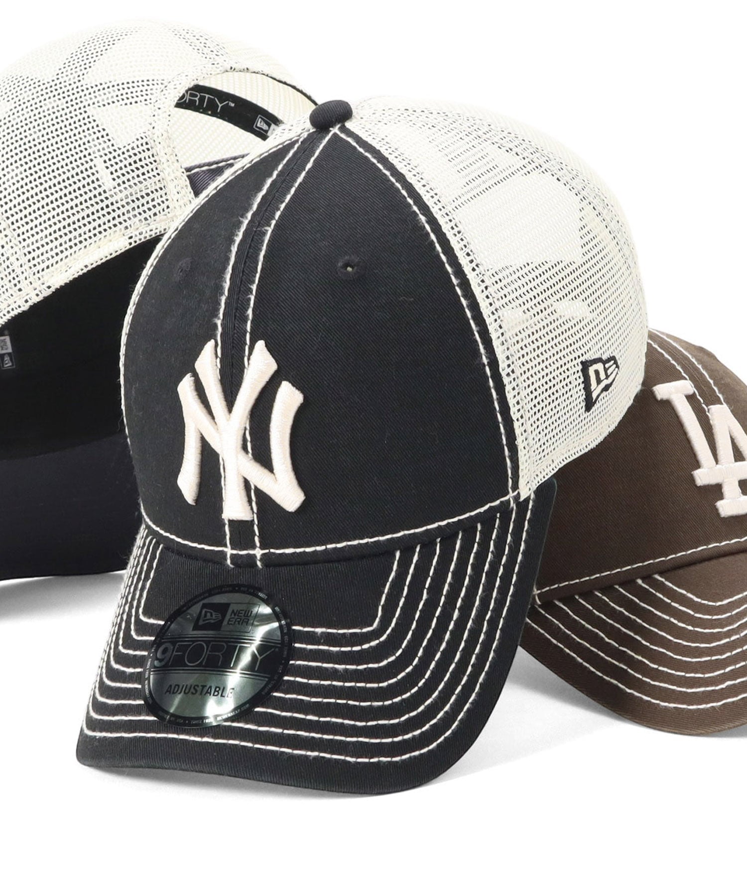 NEW ERA ニューエラメッシュキャップ 9FORTYTRUCKER MLB ONSPOTZ別注 オンスポッツ 帽子 キャップ シルバー ブラック【送料無料】