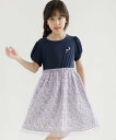 【SALE/60%OFF】子供服 Bee ドッキングワンピース リボン 花柄 チェック チュール 子供服 キッズ 女の子 Bee カンコクコドモフク ビー ワン...