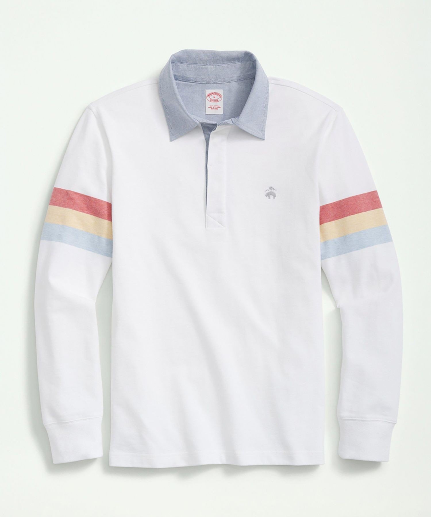【SALE/30%OFF】BROOKS BROTHERS スウェードコットン ジャージー アームストライプ ラグビーシャツ ブルックス ブラザーズ トップス ポロシャツ ホワイト【送料無料】