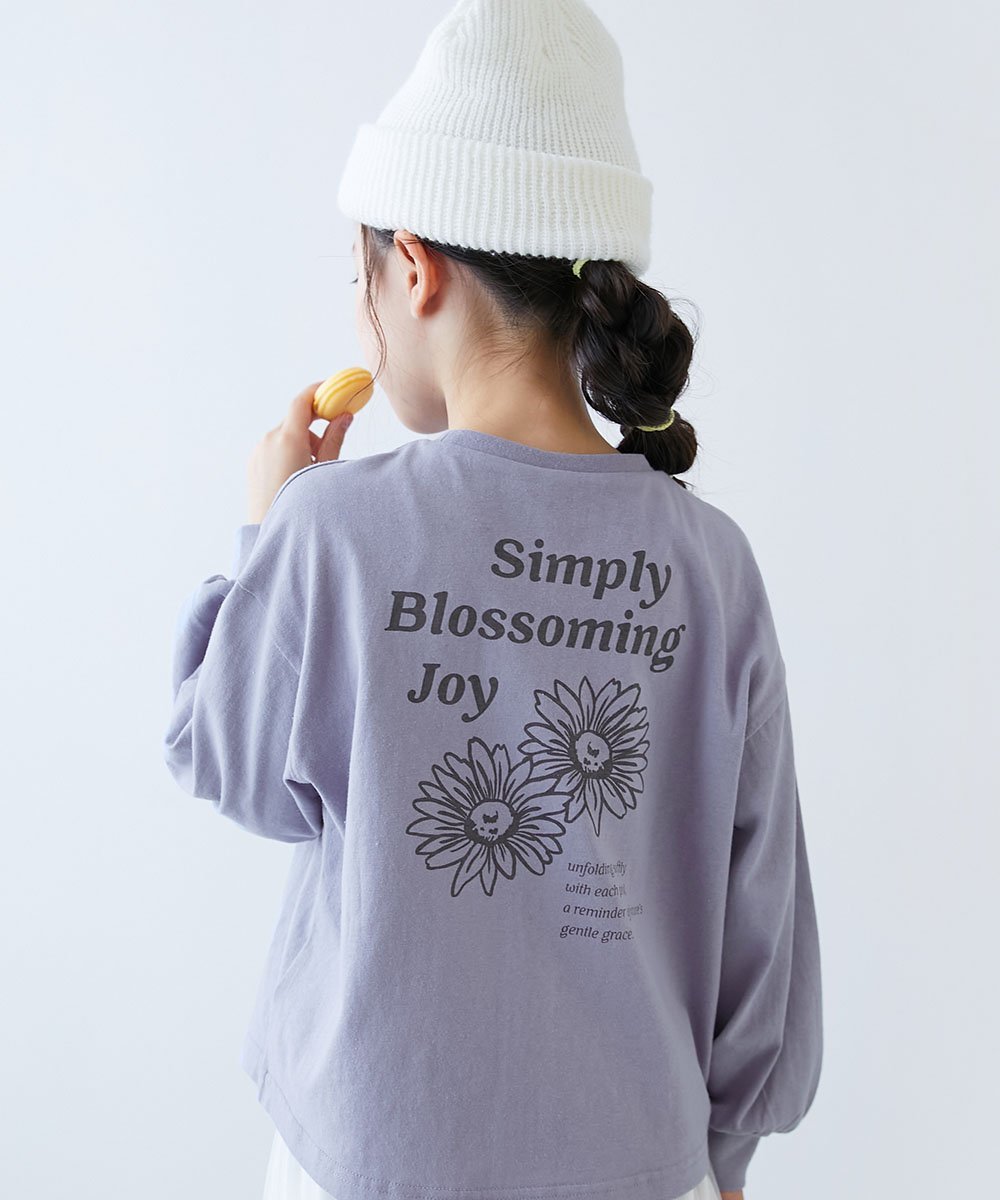 devirock 綿100% デビラボ ガールズ ボリュームスリーブ プリント袖リブ 長袖Tシャツ 25AW デビロック トップス カットソー・Tシャツ グレー ピンク ブルー パープルのサムネイル