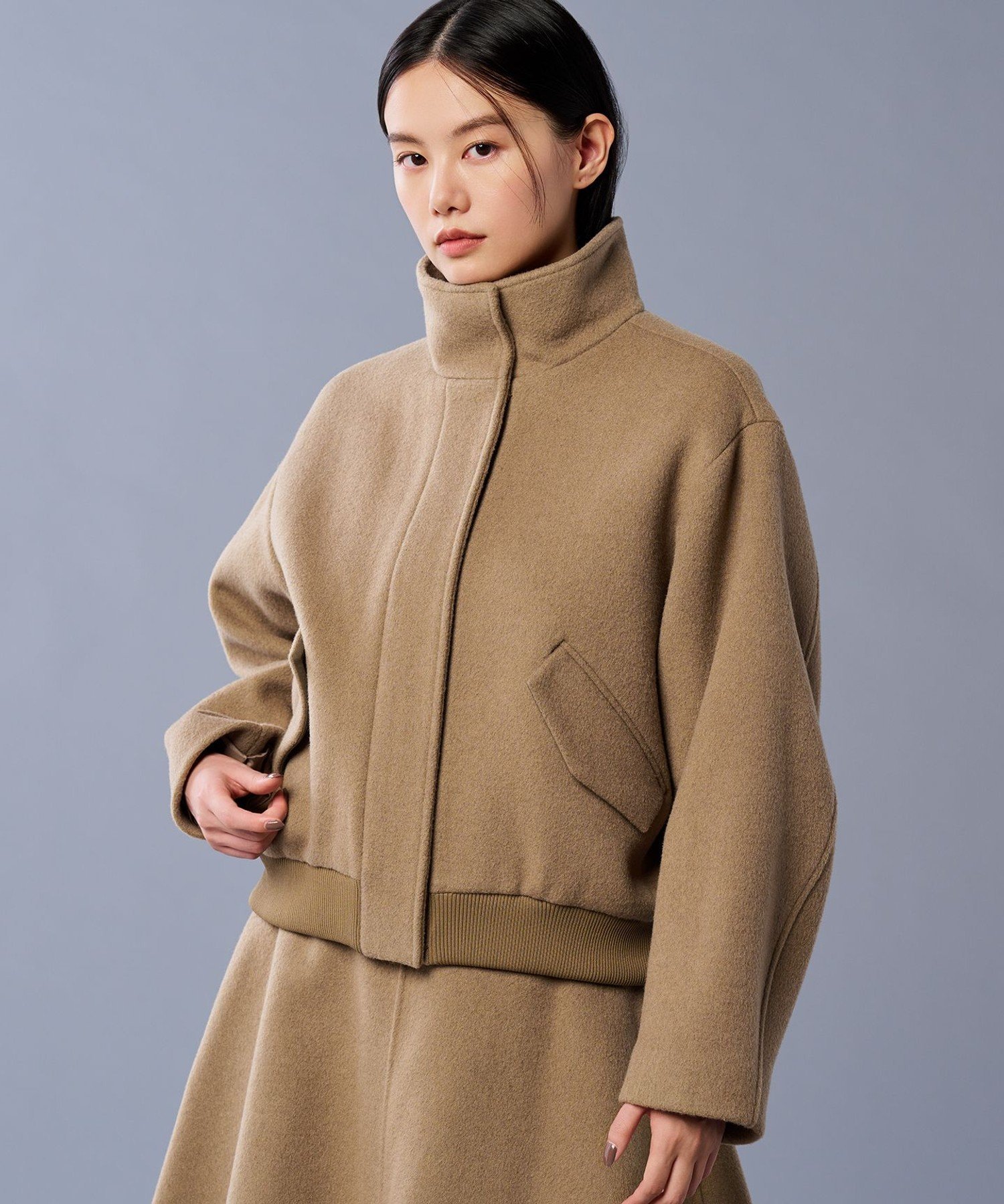 【SALE／50%OFF】uncrave リバー スタンドカラー ブルゾン(uncrave STANDARD) アンクレイヴ ジャケット・アウター ブルゾン・ジャンパー ベージュ ブラック【送料無料】のサムネイル