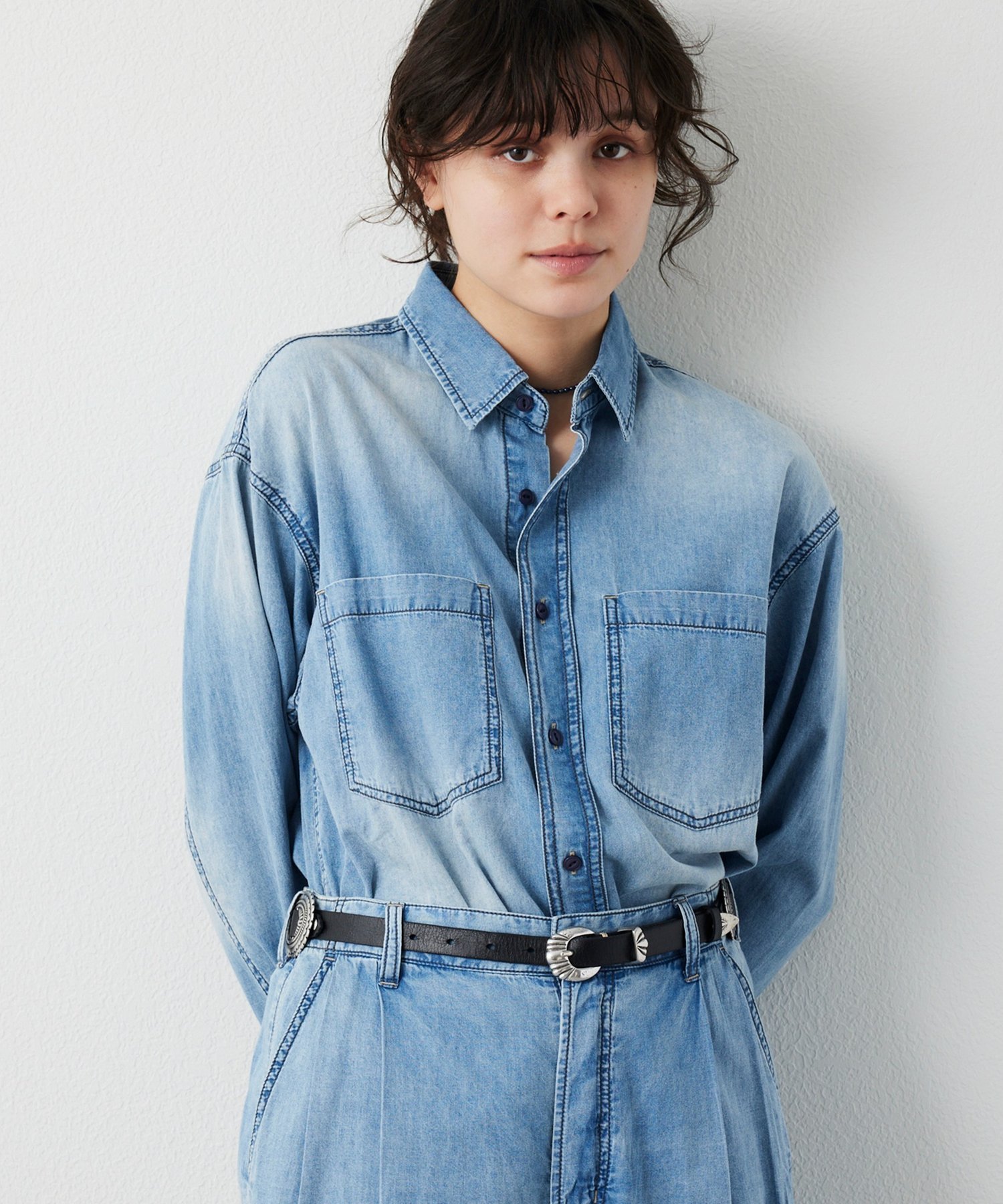 Whim Gazette ライトオンスデニムシャツ ウィム ガゼット トップス シャツ・ブラウス ブルー