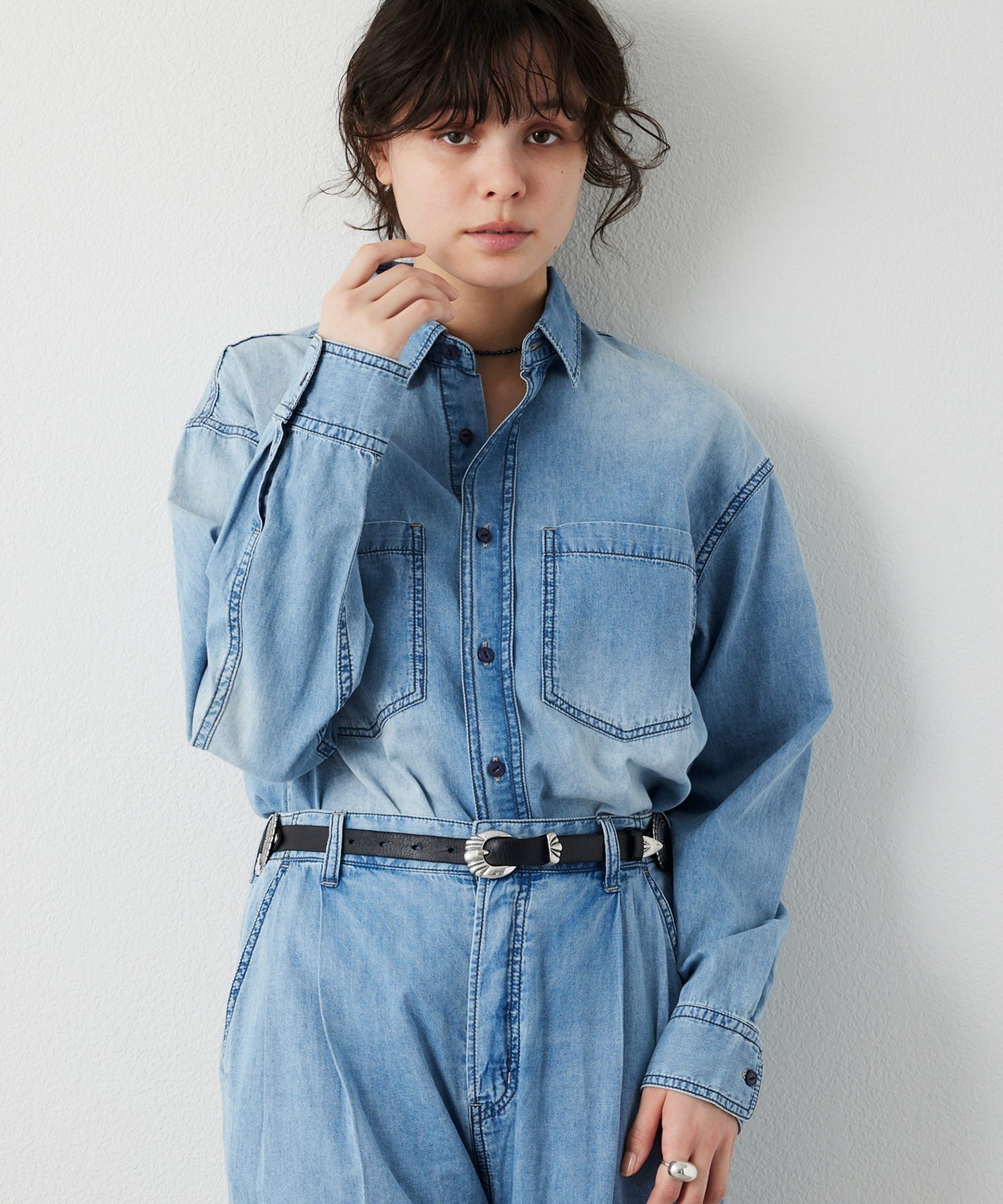 Whim Gazette ライトオンスデニムシャツ ウィム ガゼット トップス シャツ・ブラウス ブルー