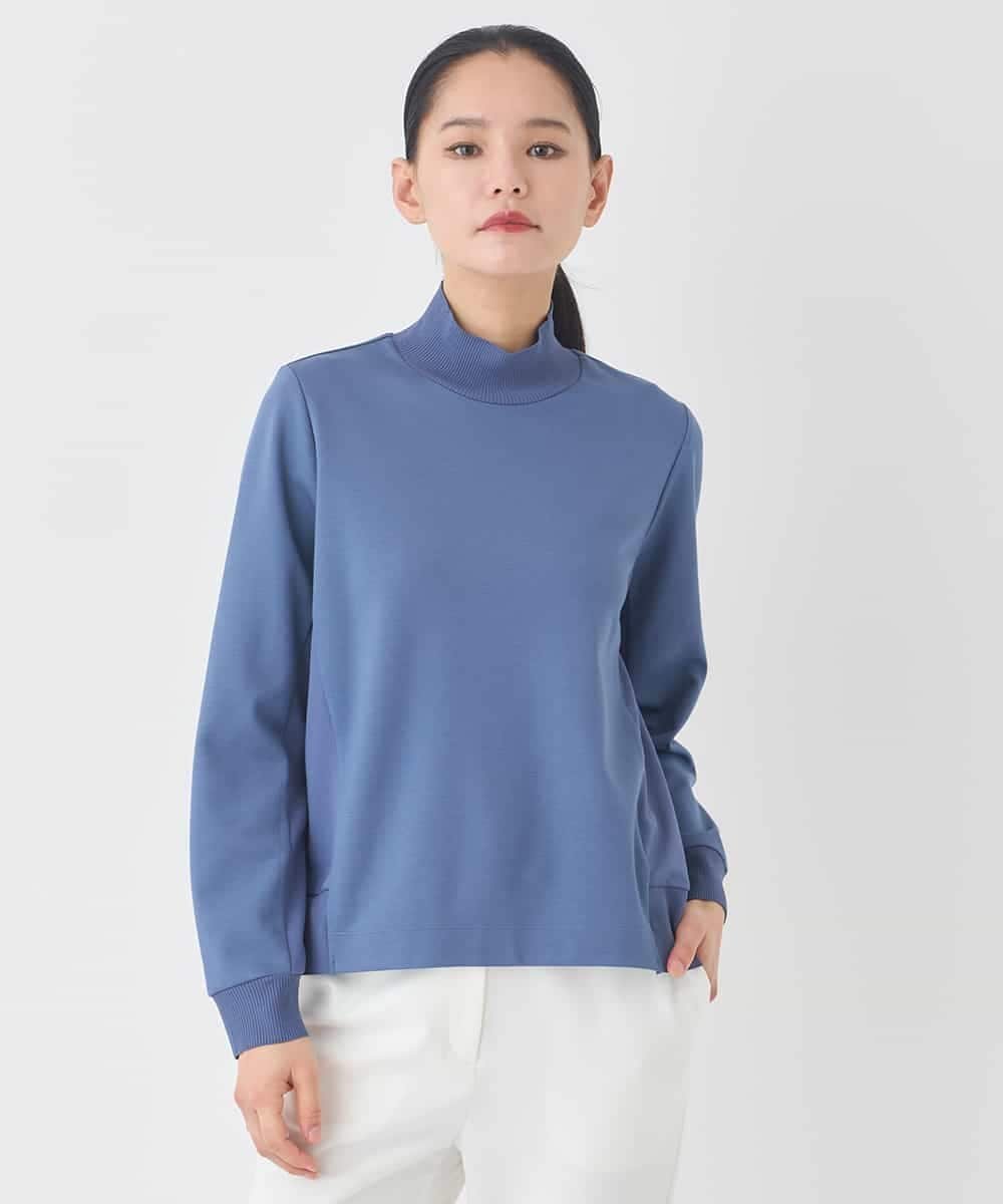 HIROKO BIS 異素材切り替えハイネックプルオーバー /洗える ヒロコ ビス トップス カットソー・Tシャツ ブルー ネイビー