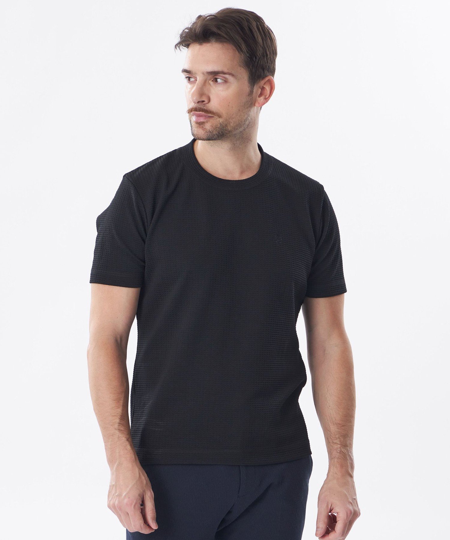 EPOCA UOMO 【セットアップ対応】ウェーブワッフルカットソー エポカ トップス カットソー・Tシャツ ブラック ホワイト パープル【送料無料】