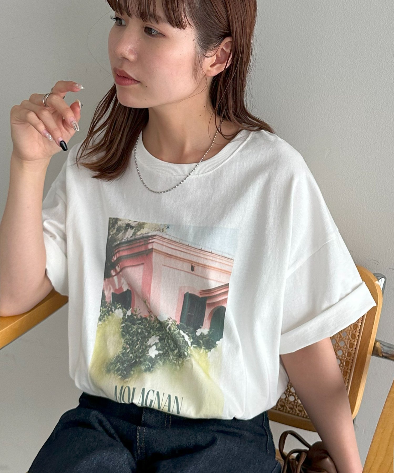 【WEB限定】ボタニカルアソートフォトTシャツ ディスコート トップス カットソー・Tシャツ ホワイト