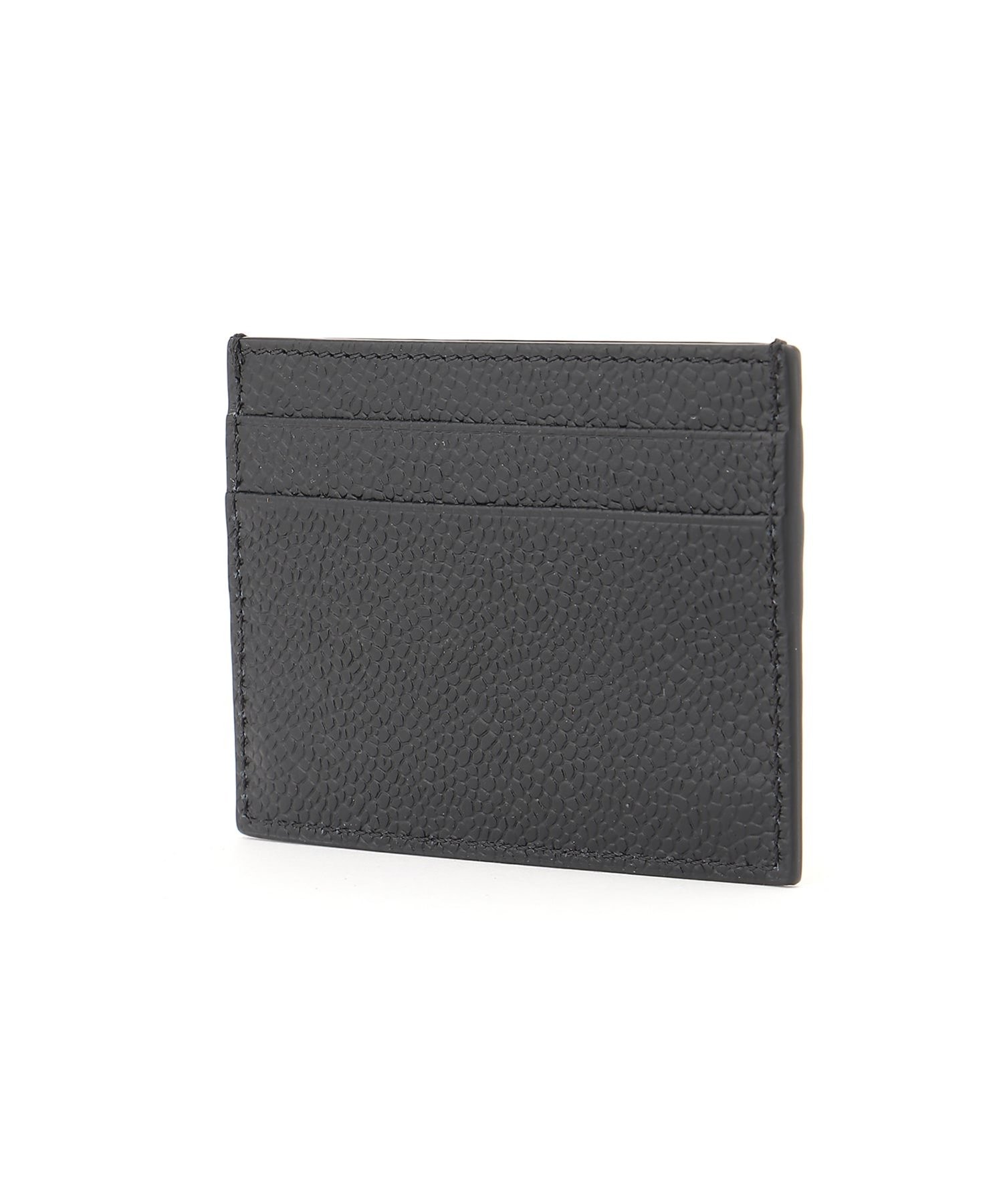 THOM BROWNE DOUBLE SIDED CARD HOLDER W/ RWB GG TAB IN PEBBLE GRAIN LEATHER トムブラウン 財布・ポーチ・ケース 名刺入れ・カードケース ブラック【送料無料】