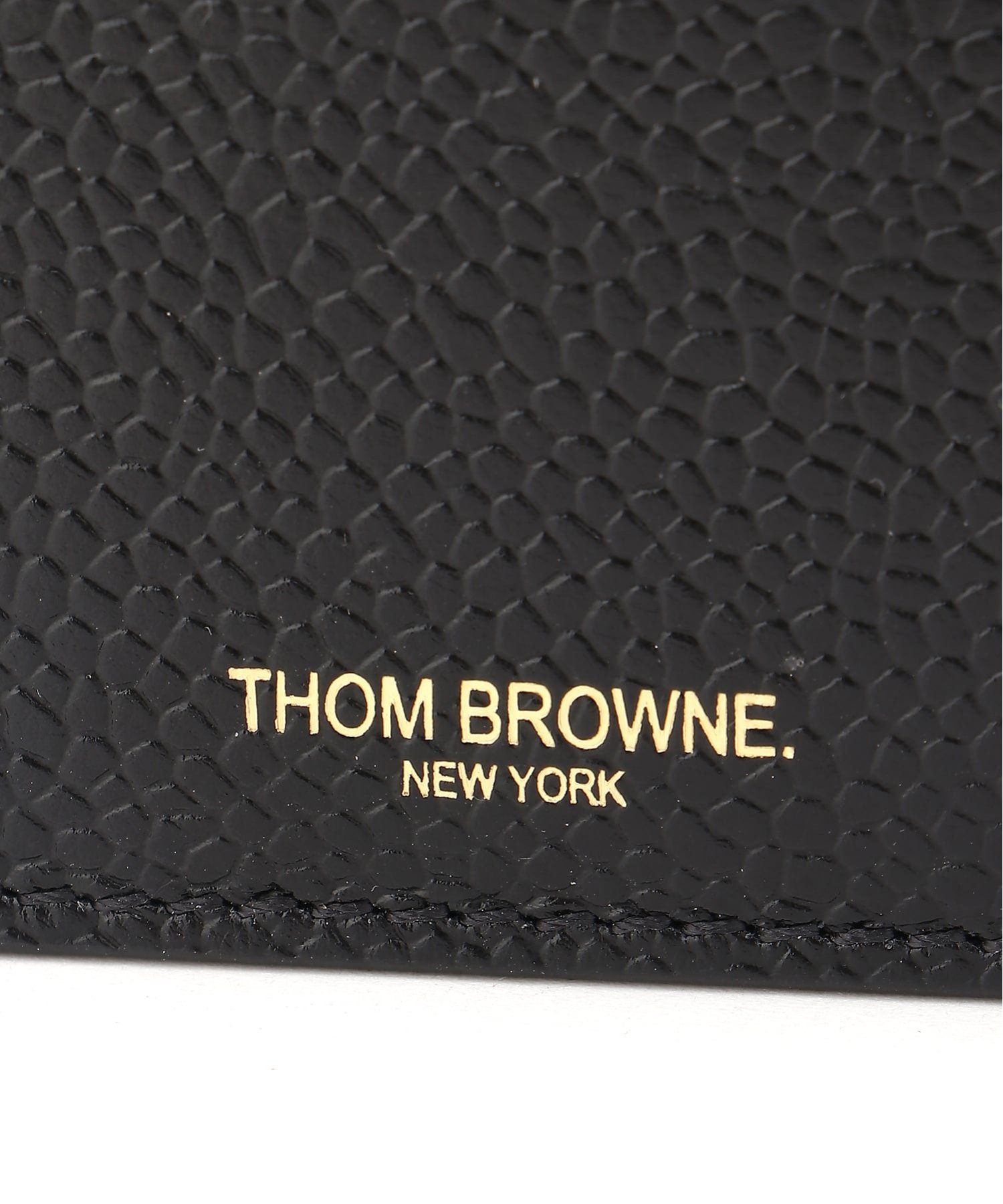 THOM BROWNE DOUBLE SIDED CARD HOLDER W/ RWB GG TAB IN PEBBLE GRAIN LEATHER トムブラウン 財布・ポーチ・ケース 名刺入れ・カードケース ブラック【送料無料】