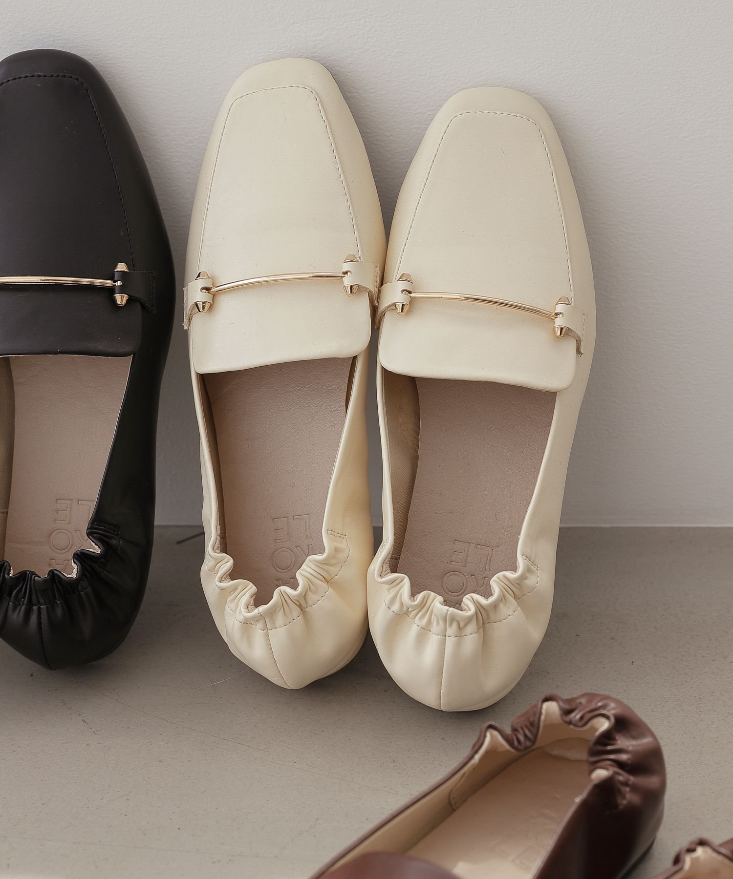 【SALE／17%OFF】LAKOLE (W)ビットギャザーローファー ラコレ シューズ・靴 レースアップ・ドレスシューズ ベージュ ブラウン ブラックのサムネイル