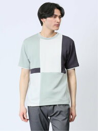 【SALE／11%OFF】TAKA-Q 切替 フェイククルーネック半袖Tシャツ タカキュー トップス カットソー・Tシャツ グリーン ネイビー