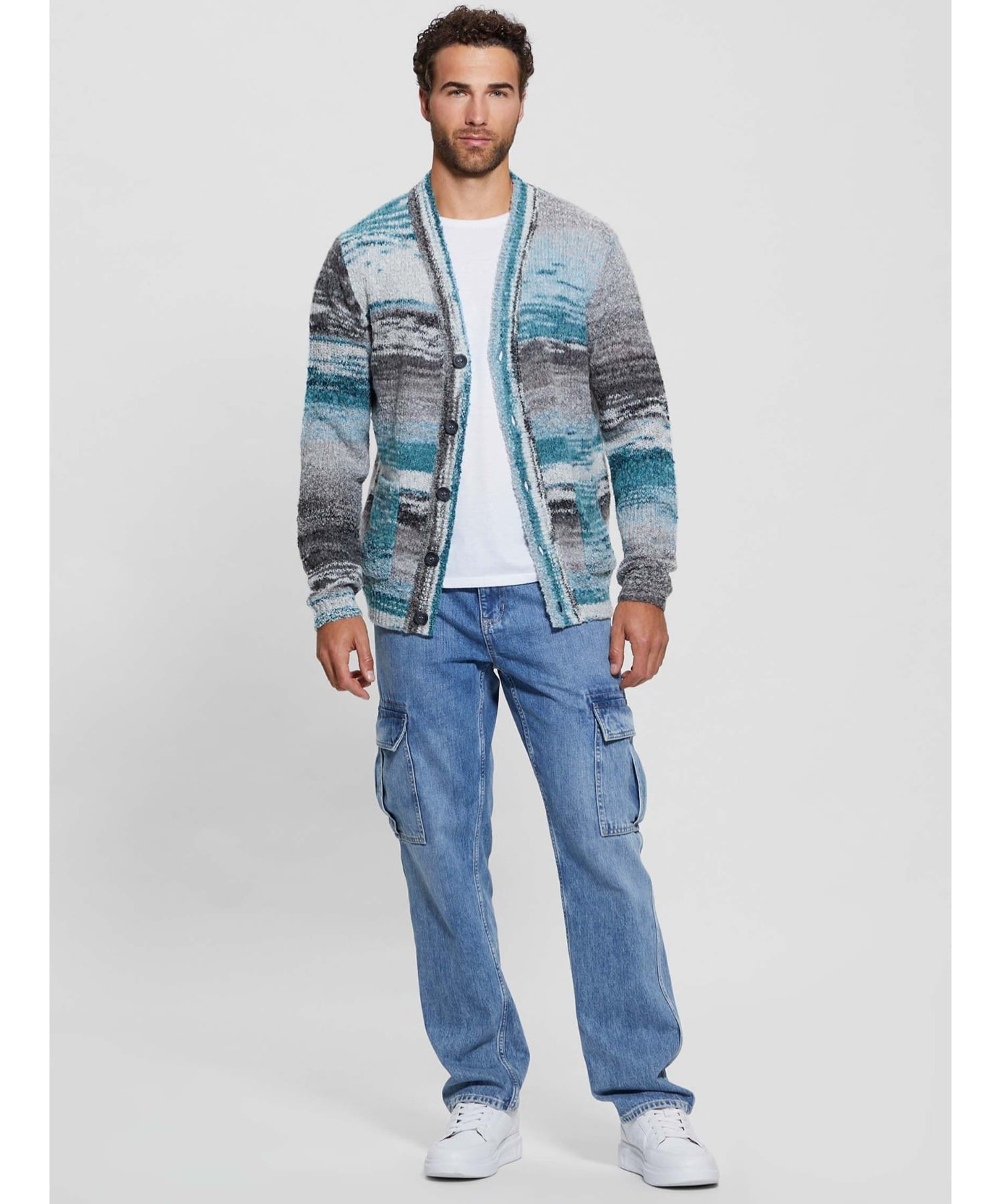 GUESS カーディガン(M)EDOARDO Cardi Sweater ゲス トップス ニット グレー