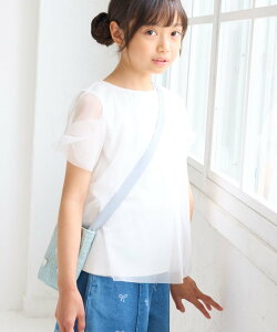 ROPE' PICNIC KIDS 【KIDS/キッズ】【UVカット・接触冷感】ツイストチュールスリーブトップス/リンクコーデ ロペピクニック トップス カットソー・Tシャツ ホワイト ブルー ブラック