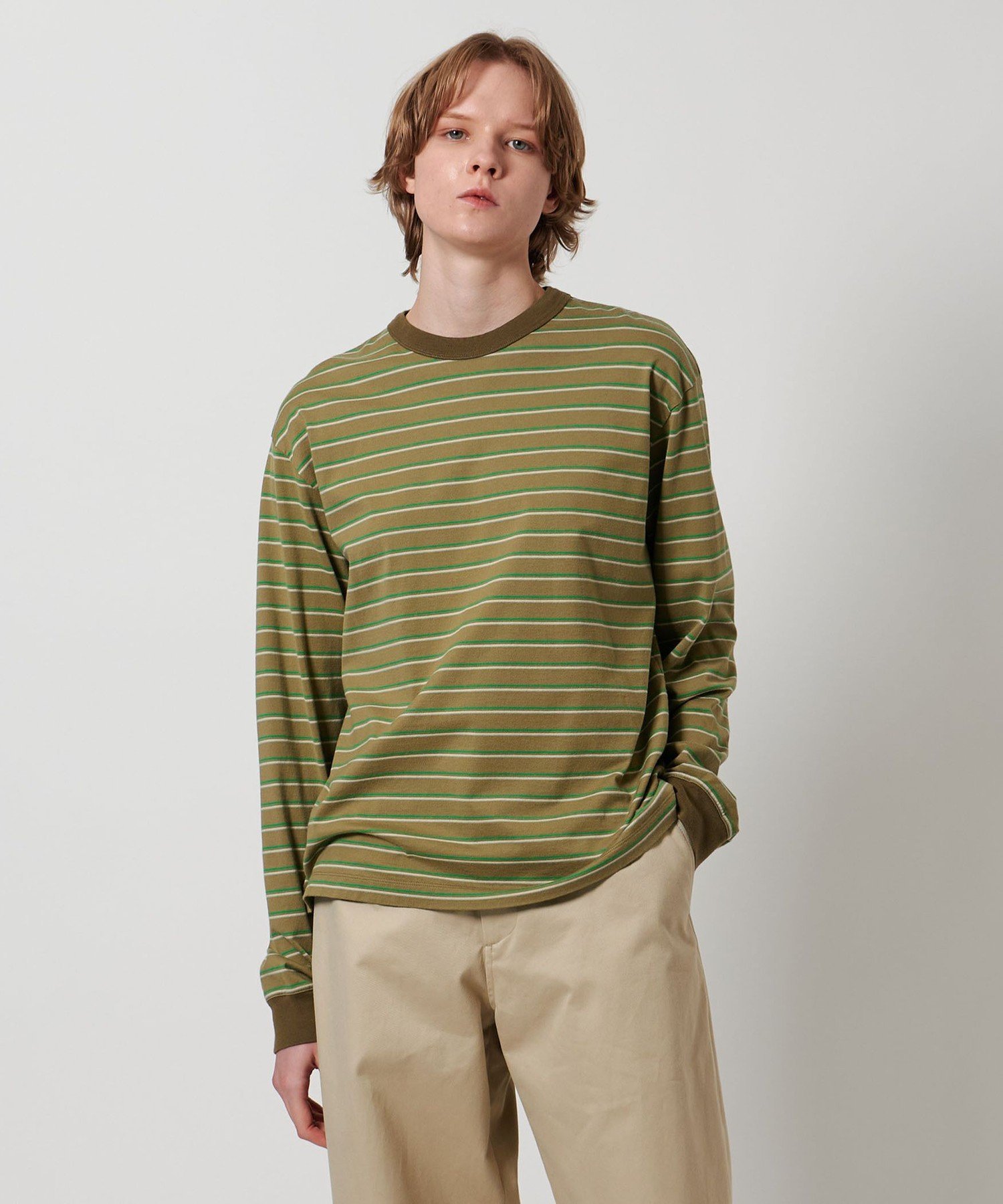【SALE／40%OFF】LOEFF ＜LOEFF＞マルチボーダー ロングスリーブ カットソー UNISEX ユナイテッドアローズ トップス カットソー・Tシャツ ベージュ グレー【送料無料】