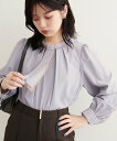natural couture 【WEB限定】マルチWAYボウタイ配色ブラウス ナチュラルクチュール トップス シャツ・ブラウス ホワイト グレー ピンク ブルー グリーン ベージュ【送料無料】