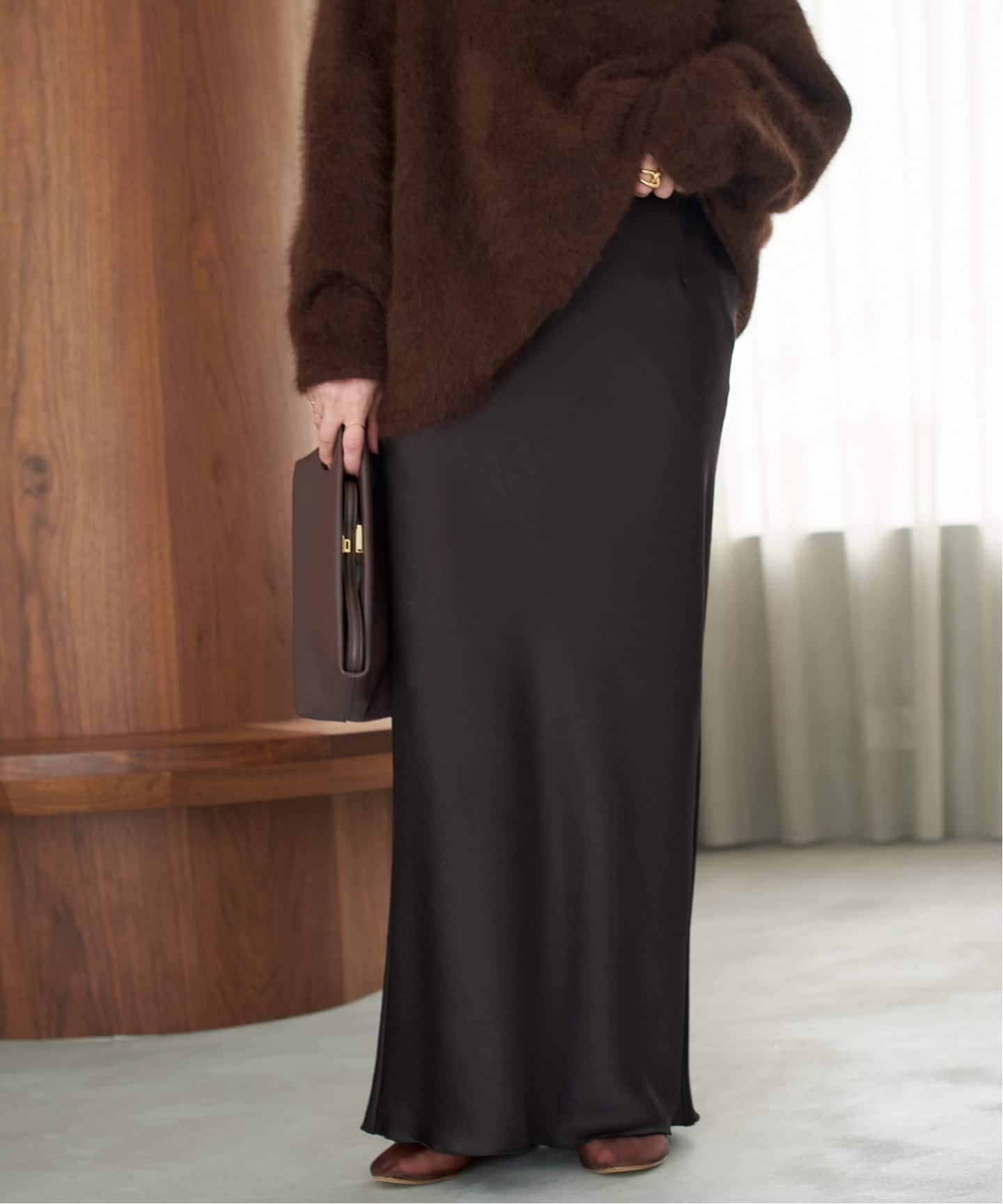 plage 《追加》vintage satin tight スカート プラージュ スカート ロング・マキシスカート ブラック ホワイト【送料無料】のサムネイル