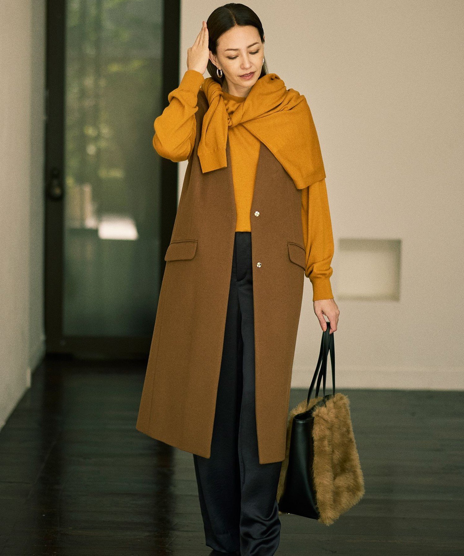 自由区 S 【カタログ掲載】Super100sライトビーバー ジレ ジユウク トップス ベスト・ジレ グレー ブラ..